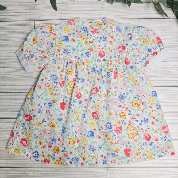 Dress Girls 18 Month White Floral Print Short Sleeve Bib Collar - Picture 2 of 5